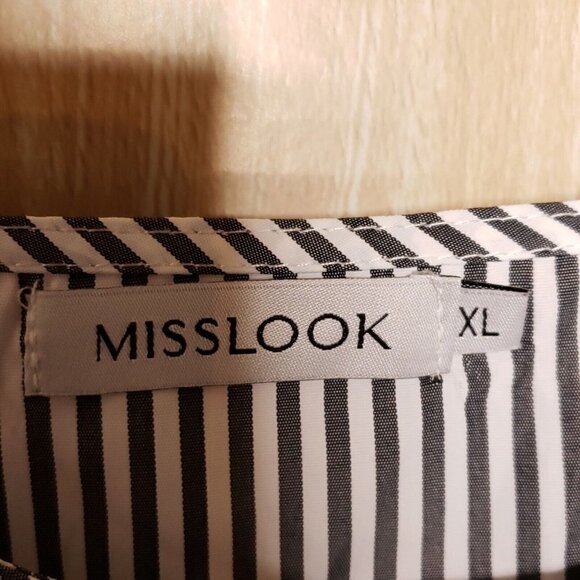 Misslook Womens Blue White Striped Silky Pull Sleeve Blouse XL - Picture 4 of 6